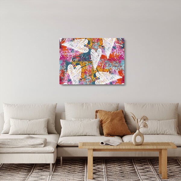 Staklena slika - Srce na abstraktnem ozadju (70x50 cm)