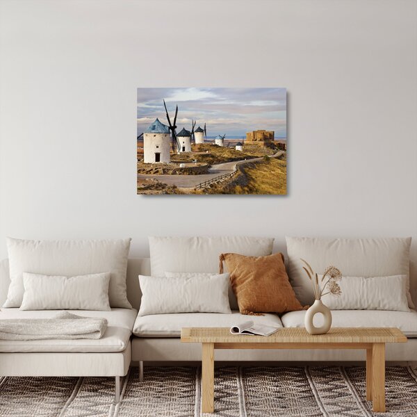 Staklena slika - Mlini na veter Consuegra, Španija (70x50 cm)