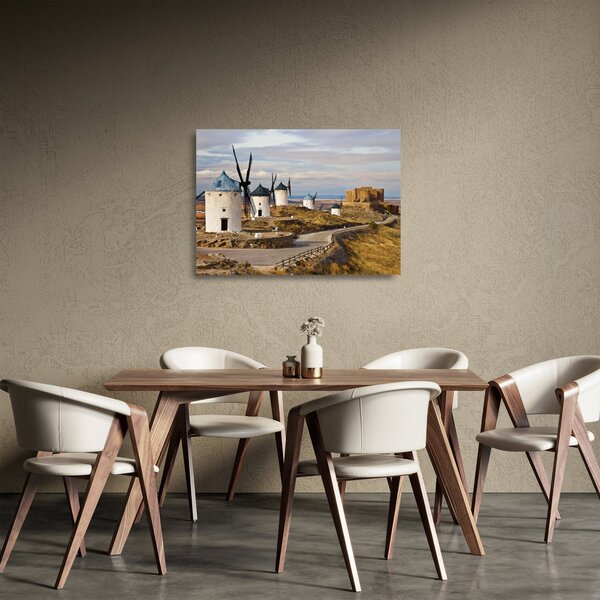 Staklena slika - Mlini na veter Consuegra, Španija (70x50 cm)
