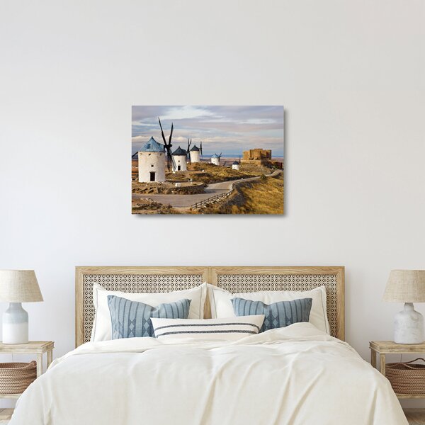Staklena slika - Mlini na veter Consuegra, Španija (70x50 cm)