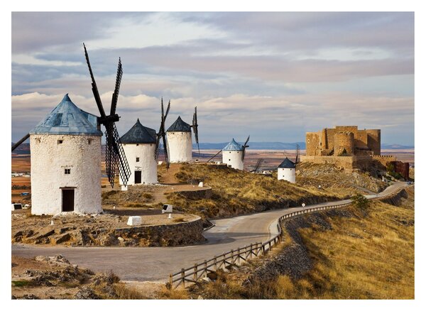 Staklena slika - Mlini na veter Consuegra, Španija (70x50 cm)