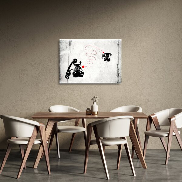 Staklena slika - Telefonska risba v slogu Banksyja (70x50 cm)