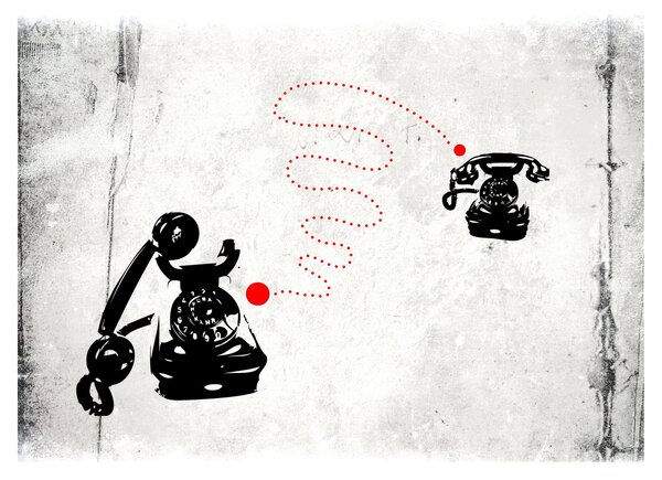 Staklena slika - Telefonska risba v slogu Banksyja (70x50 cm)