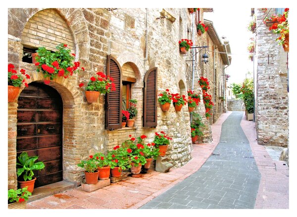 Staklena slika - Slikovita italijanska uličica (70x50 cm)