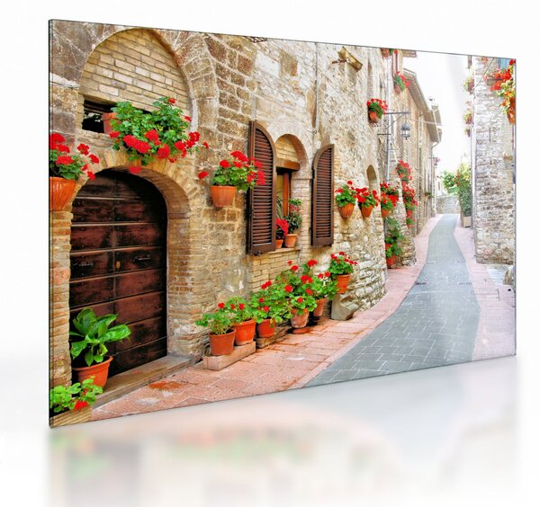 Staklena slika - Slikovita italijanska uličica (70x50 cm)