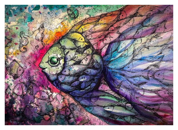Staklena slika - Pisane ribe (70x50 cm)