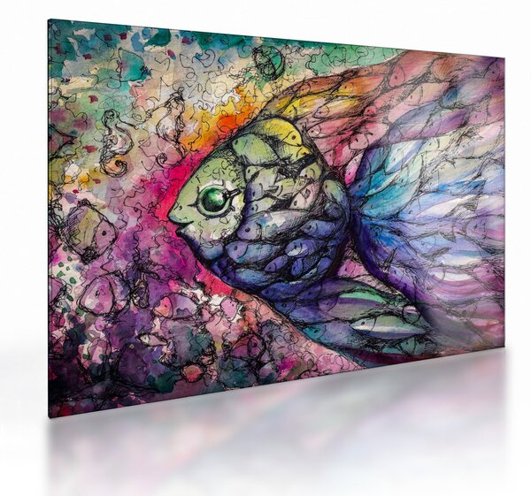 Staklena slika - Pisane ribe (70x50 cm)