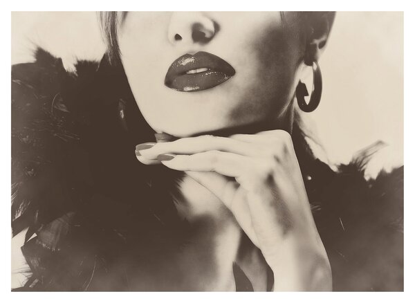 Staklena slika - Vintage fotografija ženske (70x50 cm)
