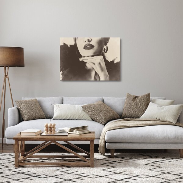 Staklena slika - Vintage fotografija ženske (70x50 cm)