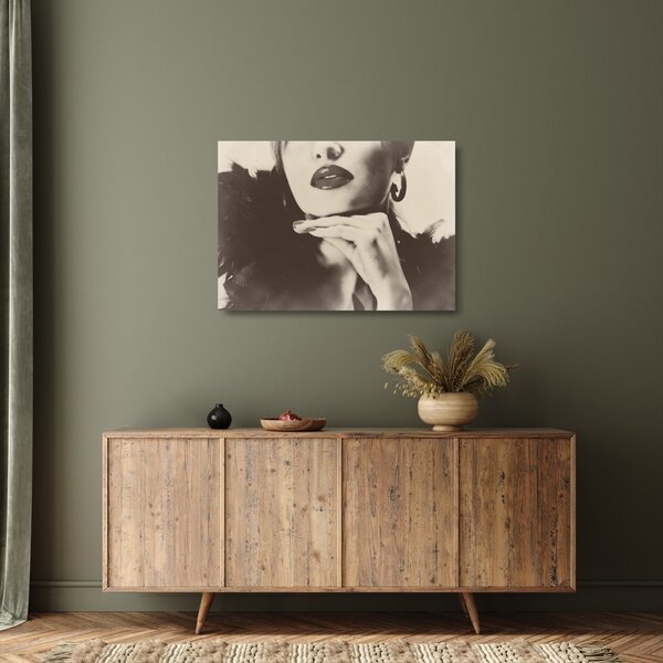 Staklena slika - Vintage fotografija ženske (70x50 cm)