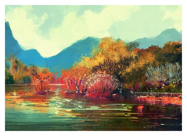 Staklena slika - Barve jeseni (70x50 cm)