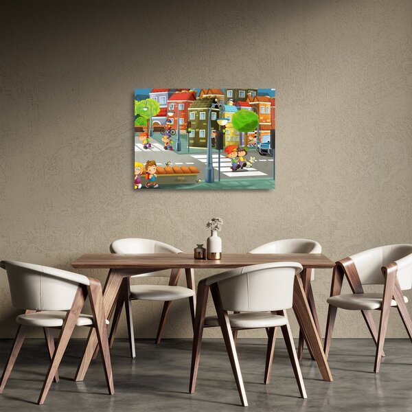 Staklena slika - Otroško mesto (70x50 cm)