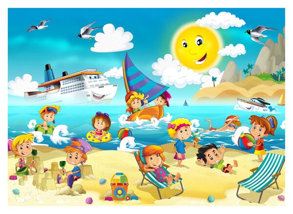 Staklena slika - Dan na plaži (70x50 cm)