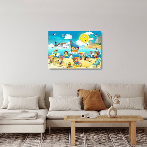 Staklena slika - Dan na plaži (70x50 cm)