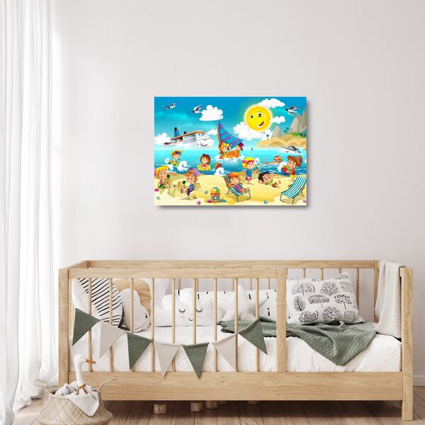 Staklena slika - Dan na plaži (70x50 cm)