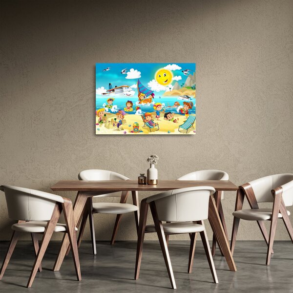 Staklena slika - Dan na plaži (70x50 cm)