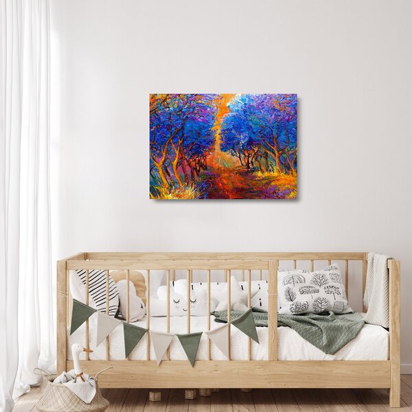 Staklena slika - Jesenske krošnje dreves, moderni impresionizem (70x50 cm)