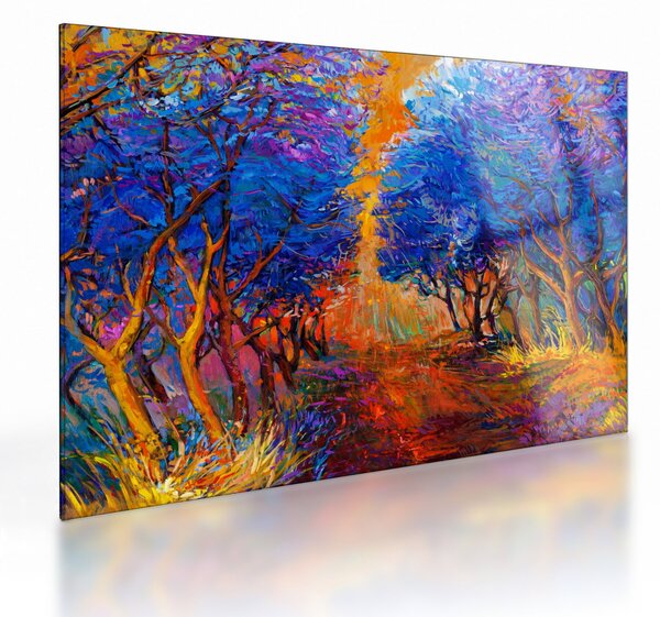 Staklena slika - Jesenske krošnje dreves, moderni impresionizem (70x50 cm)