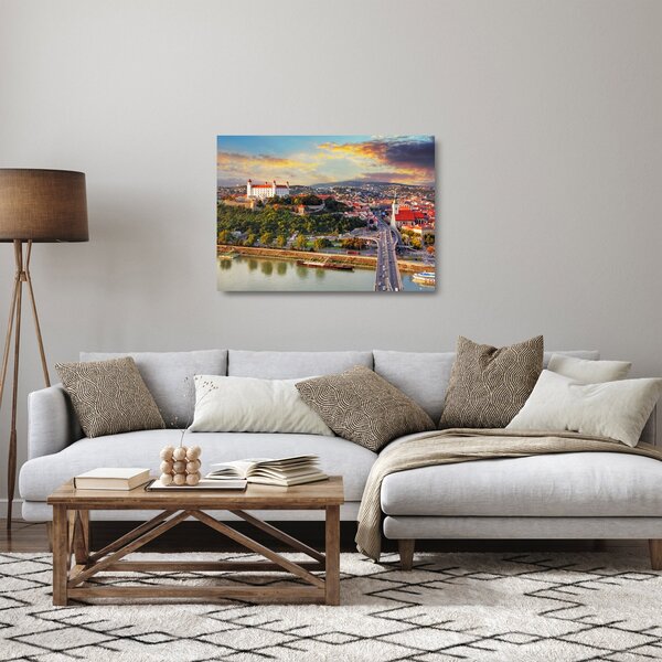 Staklena slika - Panorama Bratislave, Slovaška (70x50 cm)