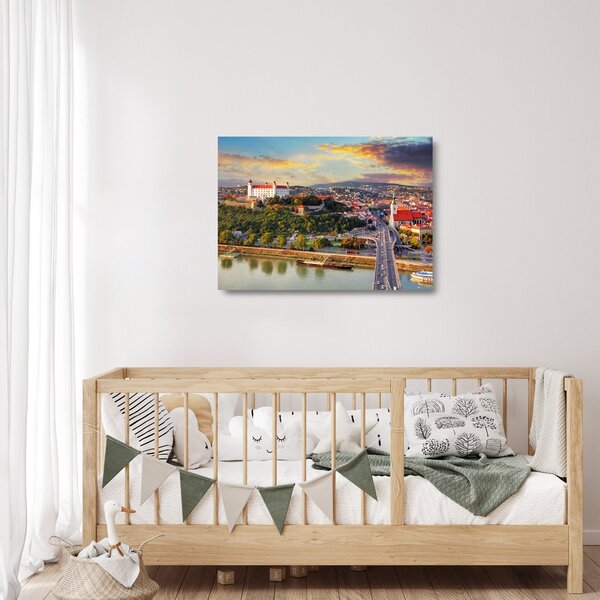 Staklena slika - Panorama Bratislave, Slovaška (70x50 cm)