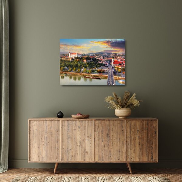 Staklena slika - Panorama Bratislave, Slovaška (70x50 cm)
