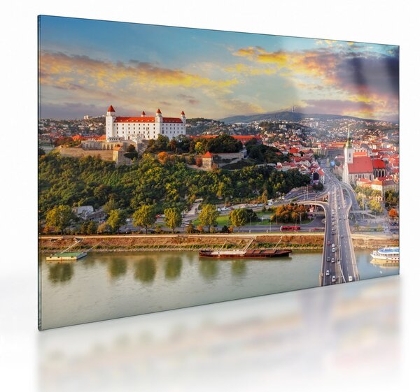 Staklena slika - Panorama Bratislave, Slovaška (70x50 cm)
