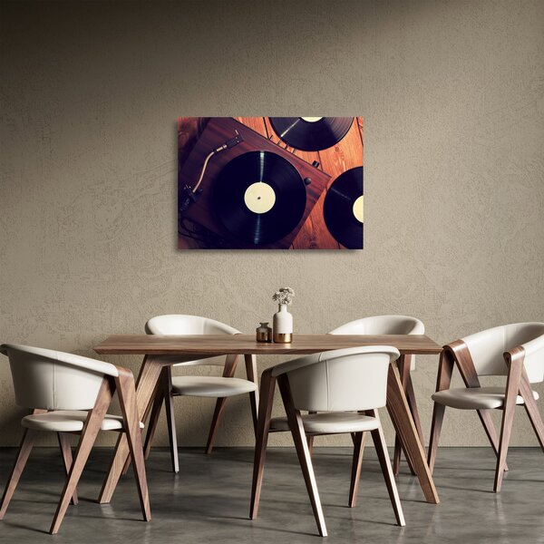 Staklena slika gramofonskih plošč (70x50 cm)