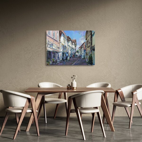 Staklena slika - Aleja starega mesta, akrilna slika (70x50 cm)
