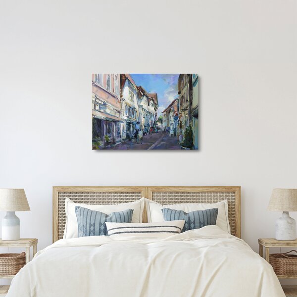 Staklena slika - Aleja starega mesta, akrilna slika (70x50 cm)
