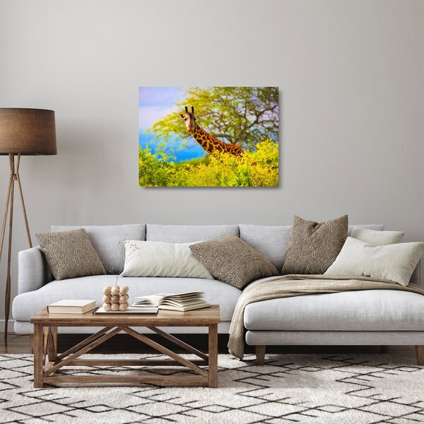 Staklena slika žirafe v Afriki (70x50 cm)