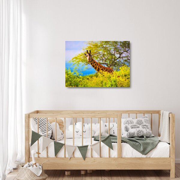 Staklena slika žirafe v Afriki (70x50 cm)