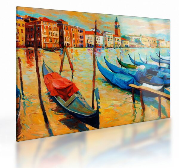 Staklena slika - Pristanišče v Benetkah (70x50 cm)