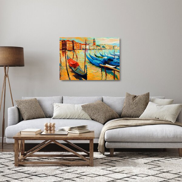 Staklena slika - Pristanišče v Benetkah (70x50 cm)