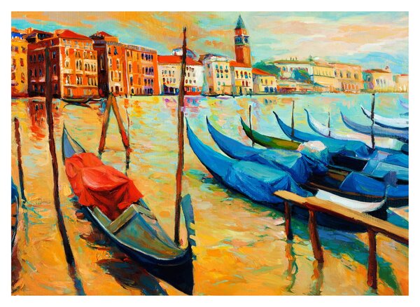 Staklena slika - Pristanišče v Benetkah (70x50 cm)