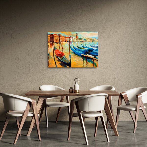 Staklena slika - Pristanišče v Benetkah (70x50 cm)