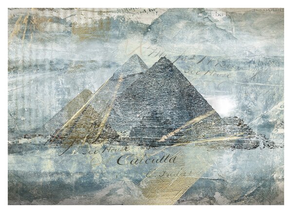 Staklena slika - Piramide v modrem filtru (70x50 cm)