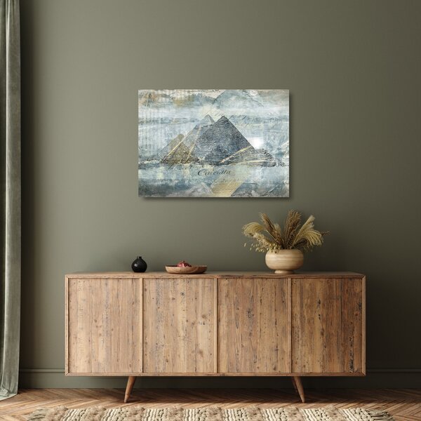 Staklena slika - Piramide v modrem filtru (70x50 cm)