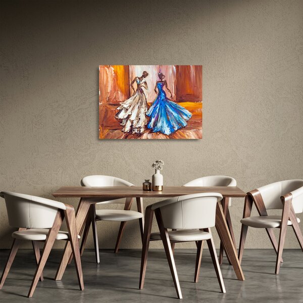 Staklena slika - Plesalka, oljna slika (70x50 cm)
