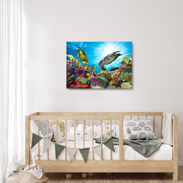 Staklena slika koralnega grebena (70x50 cm)