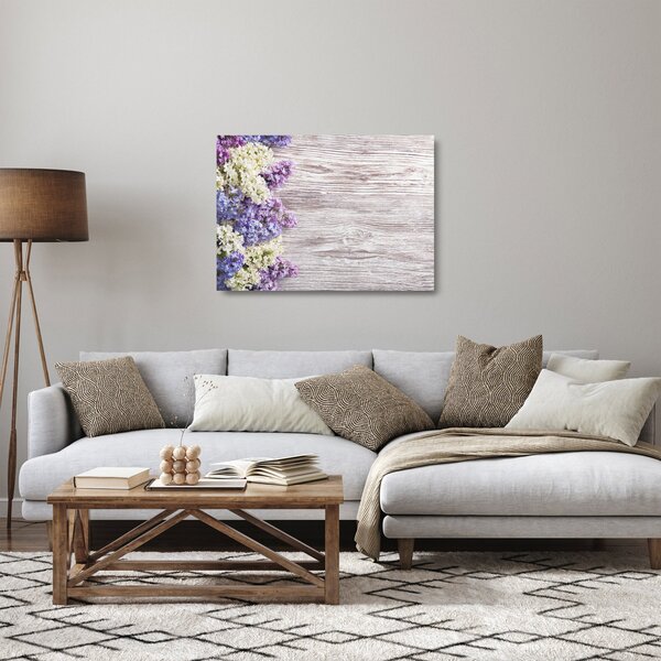 Staklena slikanje lila na lesu (70x50 cm)