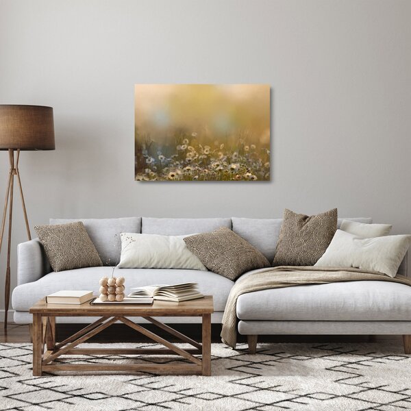 Staklena slika - Oljna slika marjetic (70x50 cm)