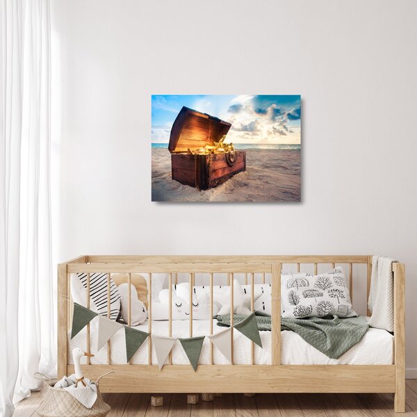 Staklena slika - Zaklad na plaži (70x50 cm)