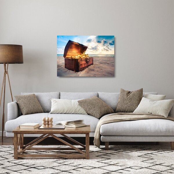 Staklena slika - Zaklad na plaži (70x50 cm)