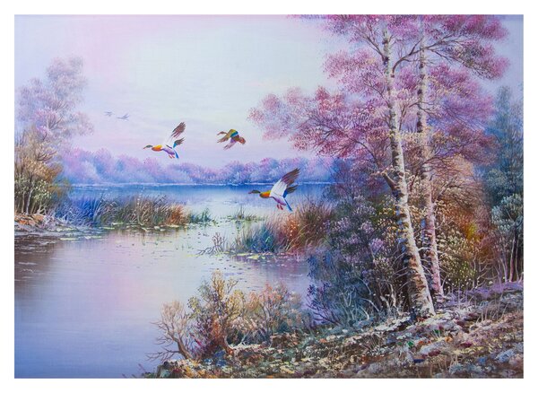 Staklena slika - Jesen prihaja, oljna slika (70x50 cm)
