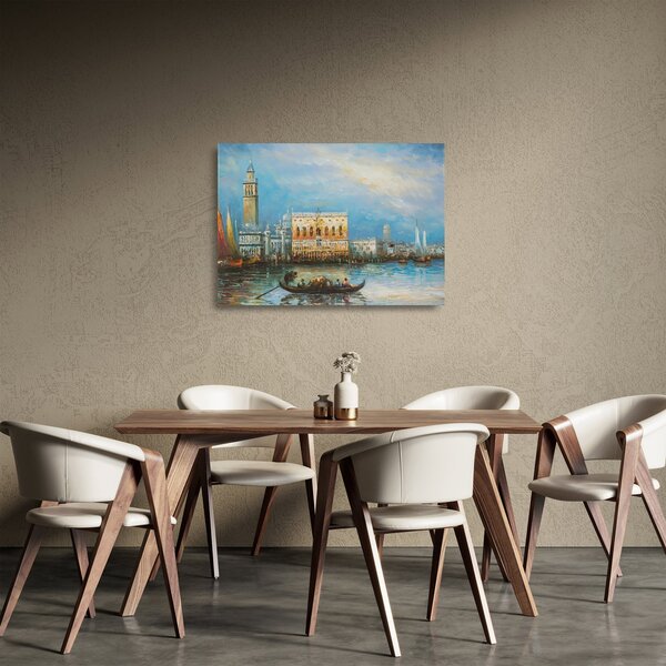 Staklena slika - Gondola skozi Benetke, oljna slika (70x50 cm)
