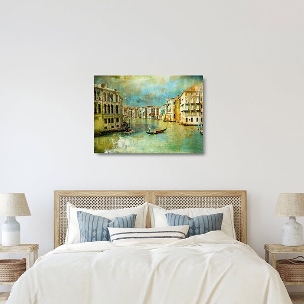 Staklena slika - Beneški kanal in gondole (70x50 cm)