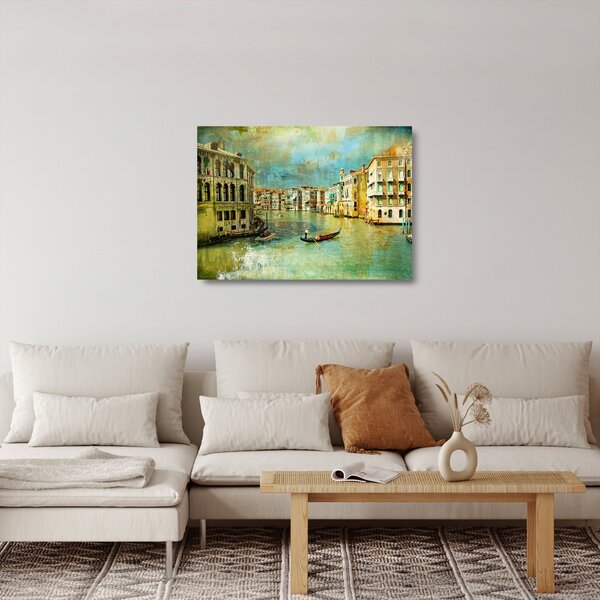 Staklena slika - Beneški kanal in gondole (70x50 cm)