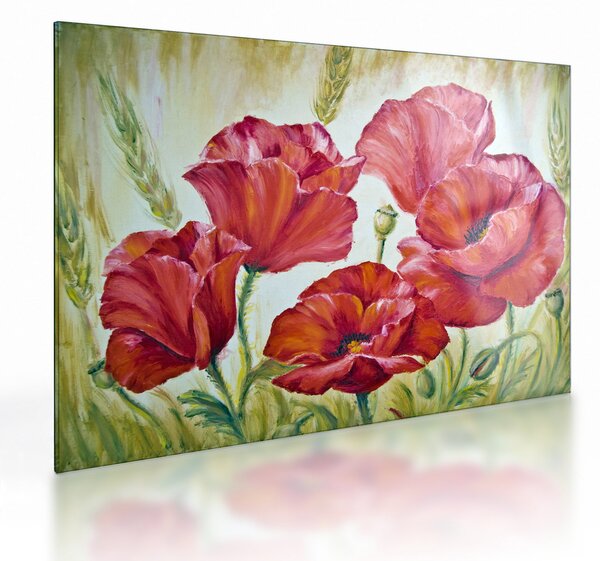 Staklena slika - Cvetovi maka (70x50 cm)