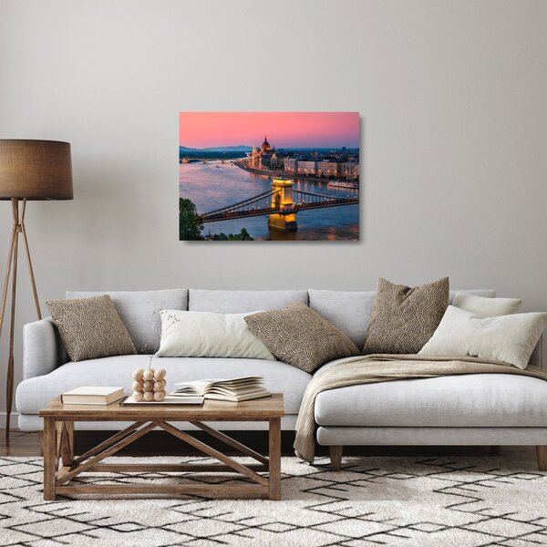 Staklena slika - Panorama mesta, Budimpešta, Madžarska (70x50 cm)