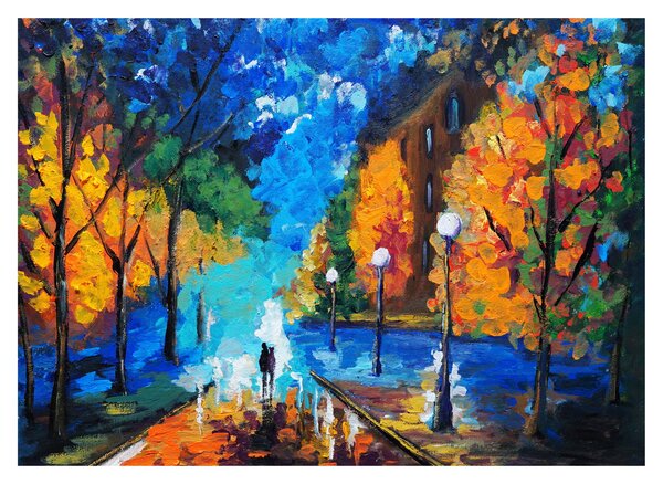 Staklena slika - Zaljubljenca, Pointilizem (70x50 cm)